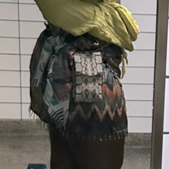 Tribal mini full skirt with wrap front- multi color - Picture 4 of 7